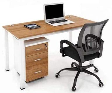 White+Brown Modular Steel Office Computer Table With Drawer