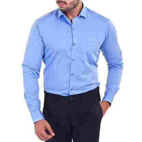 Plain Pattern Blue Color Corporate Shirt