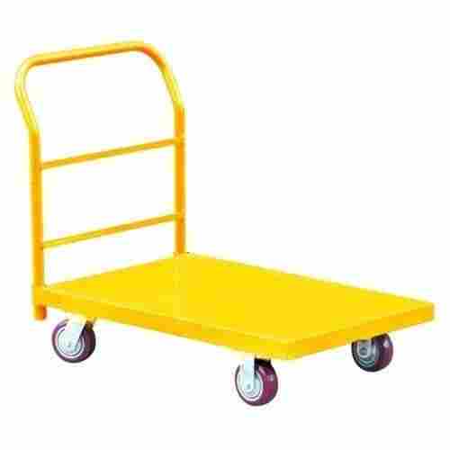 Yellow Heavy Mild Steel Wheel Mounted Material Handling Platform Trolley