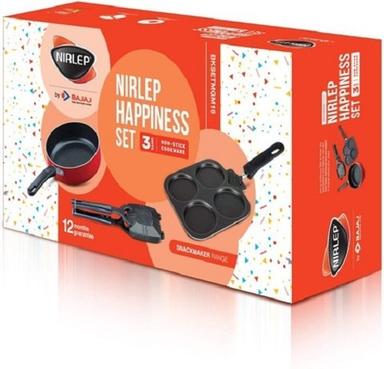Bajaj Nirlep Nonstick Aluminium Cookware Set, Excellent Quality, Contemporary Design, Splendid Look, Hard Texture, Easy To Use, Powerful Performance, Black Color Application: Home