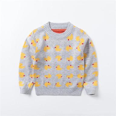 Gray & Yellow Non Zipper Cotton Wool Sweater For Kids, Full Sleeves, Printed Pattern, Excellent Quality, Contemporary Design, Splendid Look, Soft Texture, Skin Friendly, Comfortable To Wear, Well Stitched