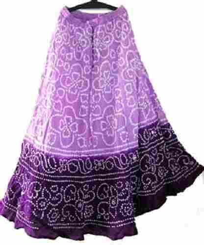 Purple Tie Dye Cotton Long Skirt For Ladies, Printed Pattern, Excellent Quality, Contemporary Design, Splendid Look, Soft Texture, Skin Friendly, Comfortable To Wear, Well Stitched, Casual Wear