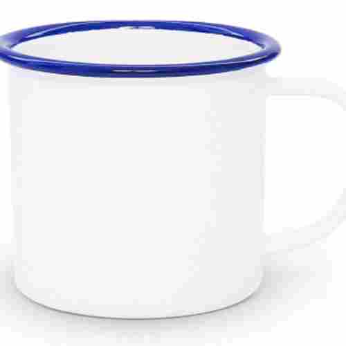 White Plain Design Round Enamel Mug