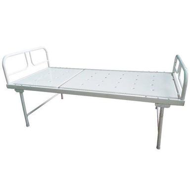 Plain Pattern White Color Mild Steel Made Manual Hospital Bed