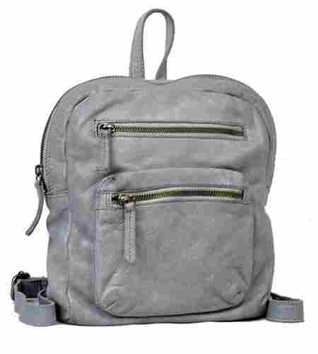 Plain Design Washed Leather Backpack