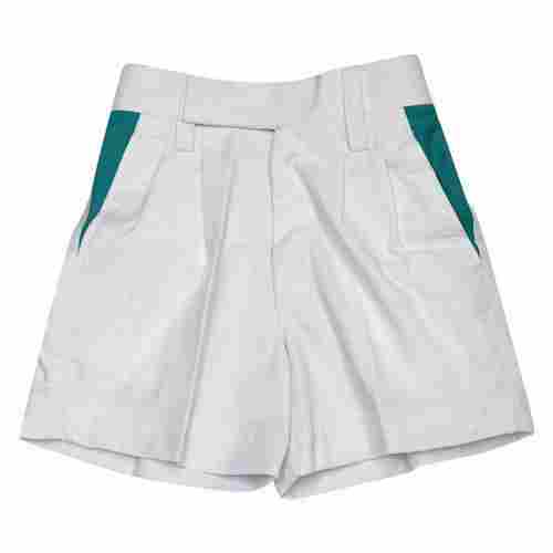 White Cotton Plain School Shorts For Boys