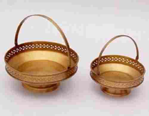 Round Shape Brass Metal Fruit Basket