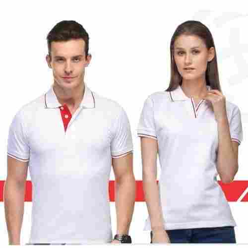 Unisex Plain Lycra Cotton Casual Polo Collar T Shirts