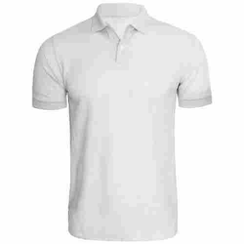 White Polo Neck Half Sleeve Plain T-Shirts For Mens