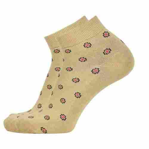 Mens Printed Stretchable Beige Casual Cotton Ankle Socks