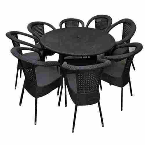 Round Shaped Home And Hotel Use Matte Finished Wicker 8 Seater Chair Table Set