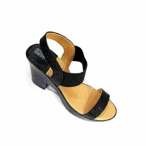 Black Color Leather Rexine Formal Sandals For Ladies 