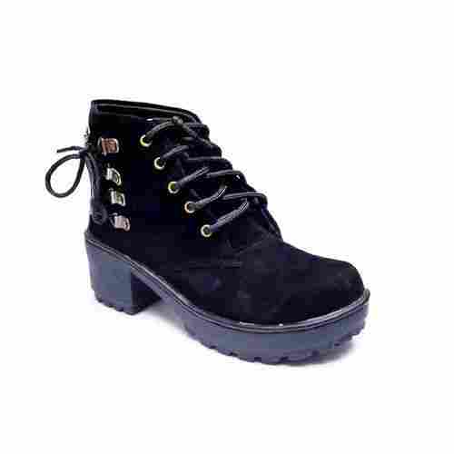 Black Designer Velvet Boots For Ladies 