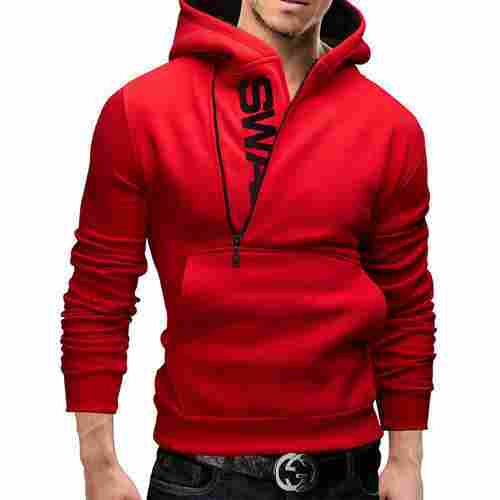 Full Sleeve Red Hooded Style Men T Shirts