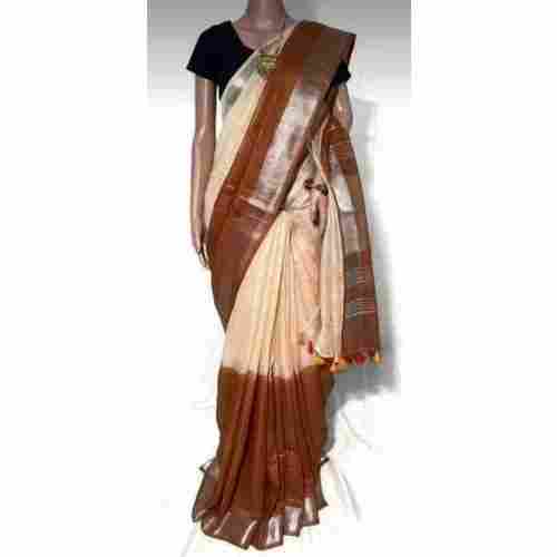 Ladies Plain Double Shade Linen saree