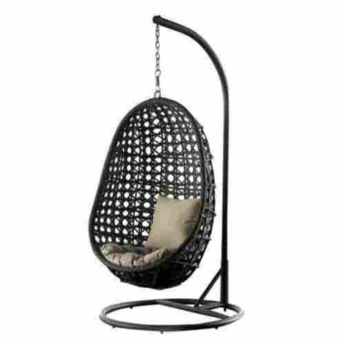 Black Color Egg Shaped Powder Coated Indoor Outdoor Swing Chair With Stand