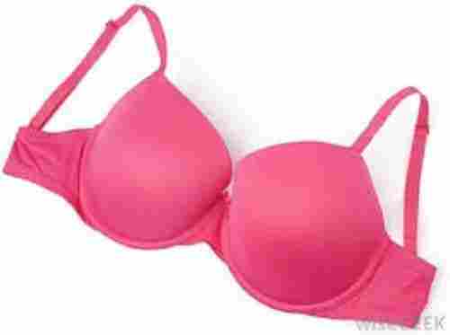Pink Color Full Coverage Plain Cotton Padded Bra