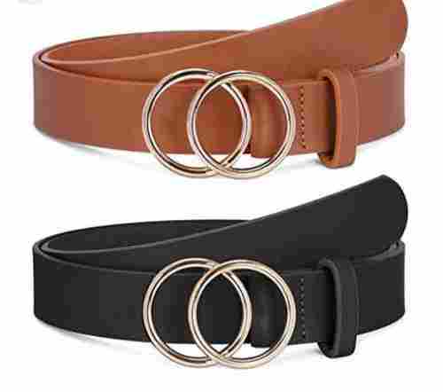 Brown and Black Mens Plain Leather Belt