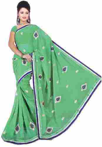 Embroidered Pattern Party Wear Shrink Resistance Ladies Saree