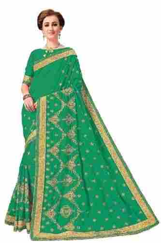Wedding Wear Silk Embroidered Saree With Blouse Piece (K792)