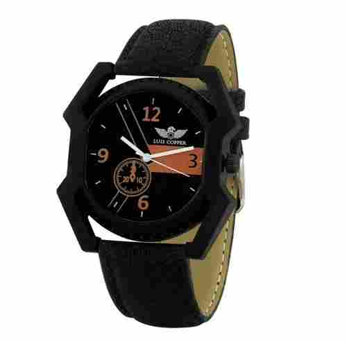 Black Color Strip Analog Type Mens Wrist Watch