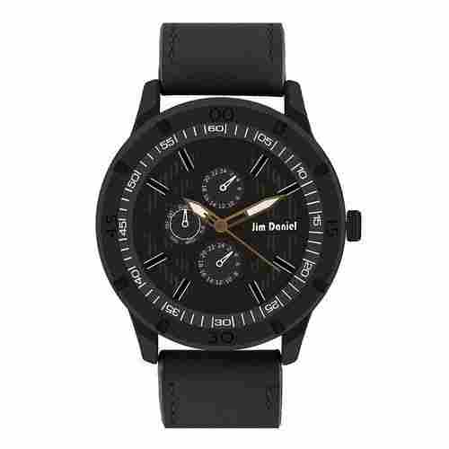 Analog Round Dial Stylish Men Watch With Leather Strap