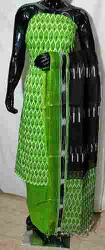 Green Color Sanganeri Hand Block Sleeveless Printed Pochampally Cotton Zari Kota Suits