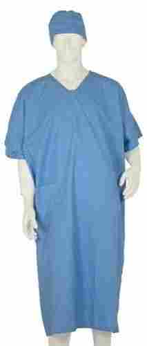 Loose Fit Medical Blue Large Size Half Sleeve Non Woven Patient Gown