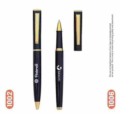 Promotional Logo Printed Roller Refill Back 0.7 MM Nib Size Brass Cap Aluminium Writing Pen