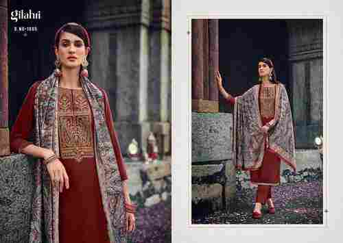 Pure Velvet With Elegant Embroidery Ladies Unstitched Salwar Suit
