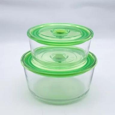 Plain Round Shape Leak Proof Glass Bottom Non Buckle Container With Lid
