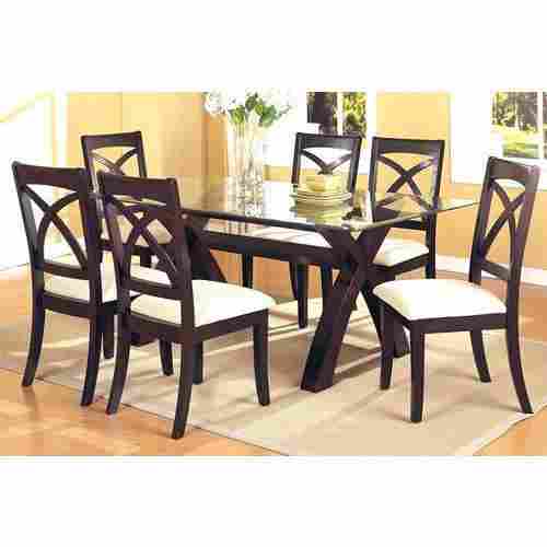 6 Chair Powder Coated Dining Table Set For Hotel With Height 2.5 To 3Feet