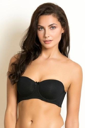 Black Color Skin Friendly 3/4Th Coverage Ladies Strapless Padded Plain Bra Size: Available In Many Different Size