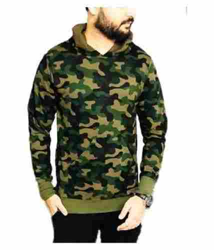 Full Sleeves Casual Wear Skin Friendly Mens Printed Cotton Camouflage Hooded Sweatshirt