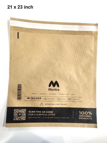 Biodegradable 21X23 Inch Disposable Brown Printed Flap Seal Tamper Proof Myntra E Commerce Paper Courier Bags