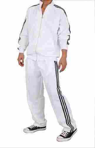 White Color Full Sleeves Zipper Clouser Skin Friendly Comfort Fit Navex Mens Plain Cotton Polyester Tracksuits