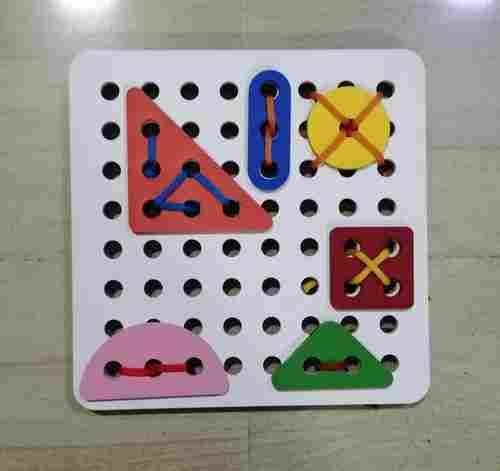 Wooden Multi Colored Geometry Lacing Shapes Board Toys For Kids