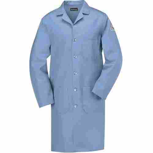 Sky Blue Color With Coat Collar Neck Shape Pure Cotton Unisex Hospital Lab Coat