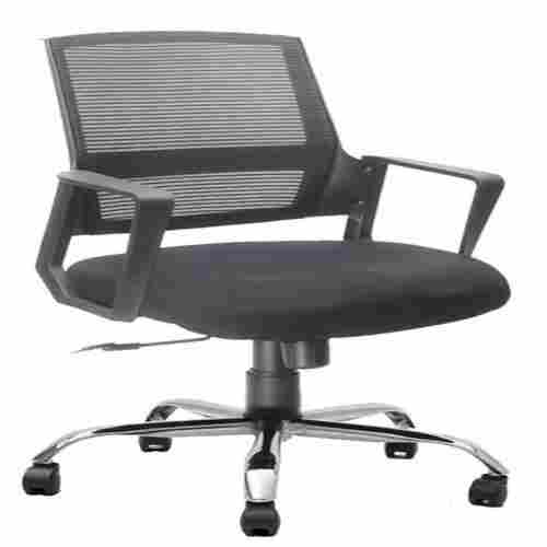 Adjustable Seat Height Black Color With Nylon Base Office Cum Staff Medium Back Chair
