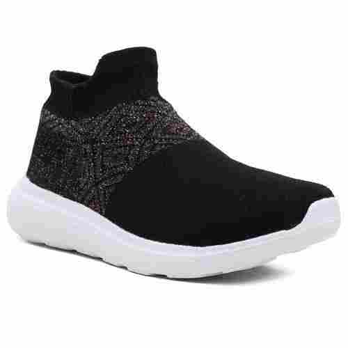 Black Color Fabric Women Running Shoes With White Color EVA Sole