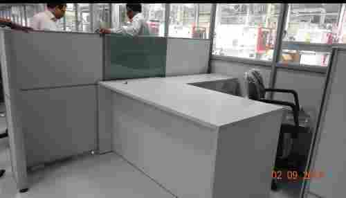 L Shape Office White Color Wooden Desk