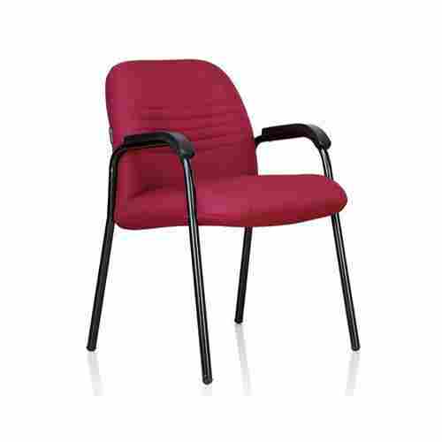 Stainless Steel Frame Foam Fabric Seat With Armrest Red Color Visitor Office Chair