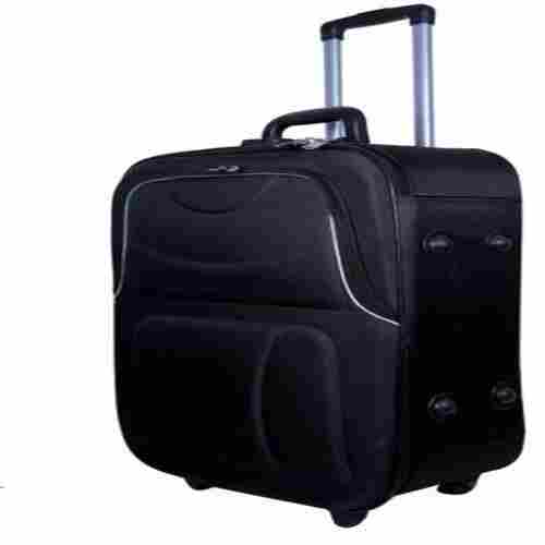 4 Wheels Plain Pattern Black Color 24 Inch Polyester Travelling Trolley Bag