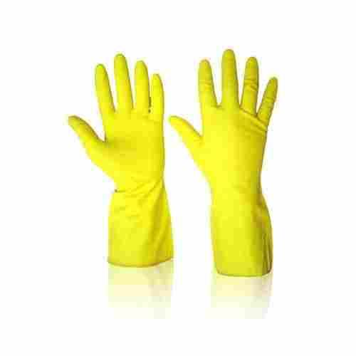 Reusable Yellow Cotton Flock Lined Chemical Resistant Latex Safety Gloves