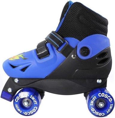 Adjustable Blue Black Double Closure Professional Training Synthetic Wheels Quad Skating Shoe Age Group: Adults