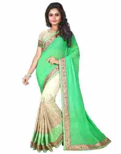 Traditional Wear Designer Embroidered Georgette Sarees With Blouse Piece