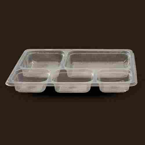 5 CP Compartment Take Away Disposable Transparent Plastic Food Meal Tray For Hotel Restaurant