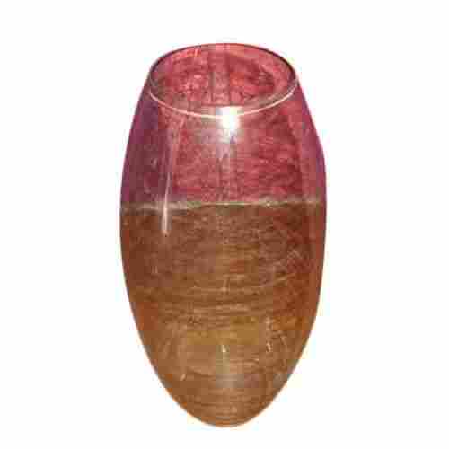 8 Inch Oval Shape Plain Pattern Brown Decorative Glass Flower Pot 