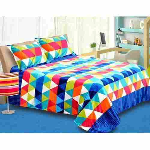 Woolen Big Blocks Printed Anti Shrink Double Bedsheets