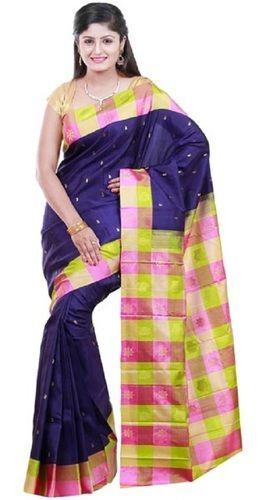 Plain Casul Wear Multi Colors Skin Friendly Beautiful And Gorgeous Extremely Comfortable Ladies Pure Kanchipuram Silk Printed Saree With Blouse Piece